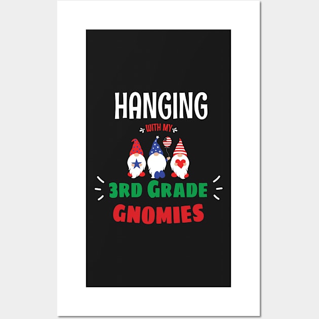 Hanging with my Third Grade Gnomies - Funny Garden Gnome Pajama Gift - Third Grade Gnomes Christmas Gift Wall Art by WassilArt